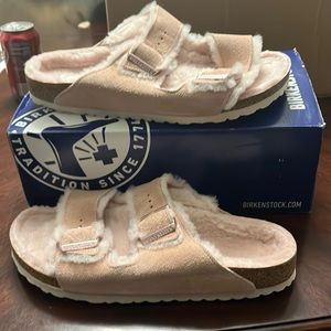 Arizona shearling light rose Birkenstocks OA